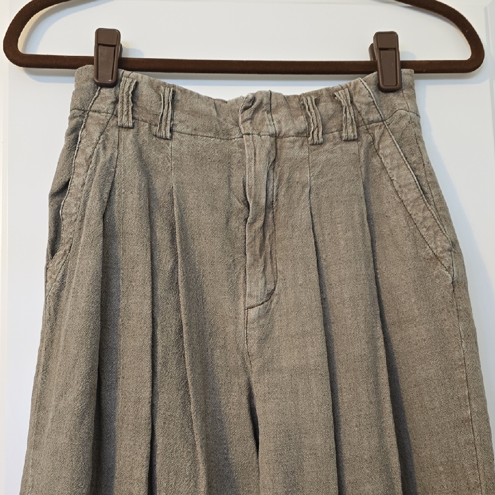 Free People Calla Linen Blend Pleated Trouser Pants. Size 0 - Picture 4 of 16